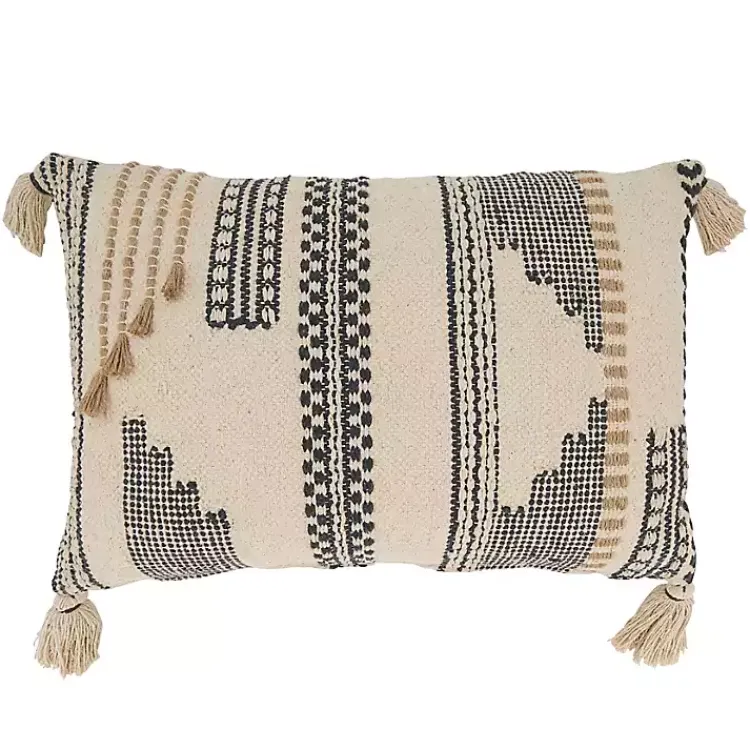 Pillows>Kirklands Home Neutral Geometric Stitch Lumbar Pillow