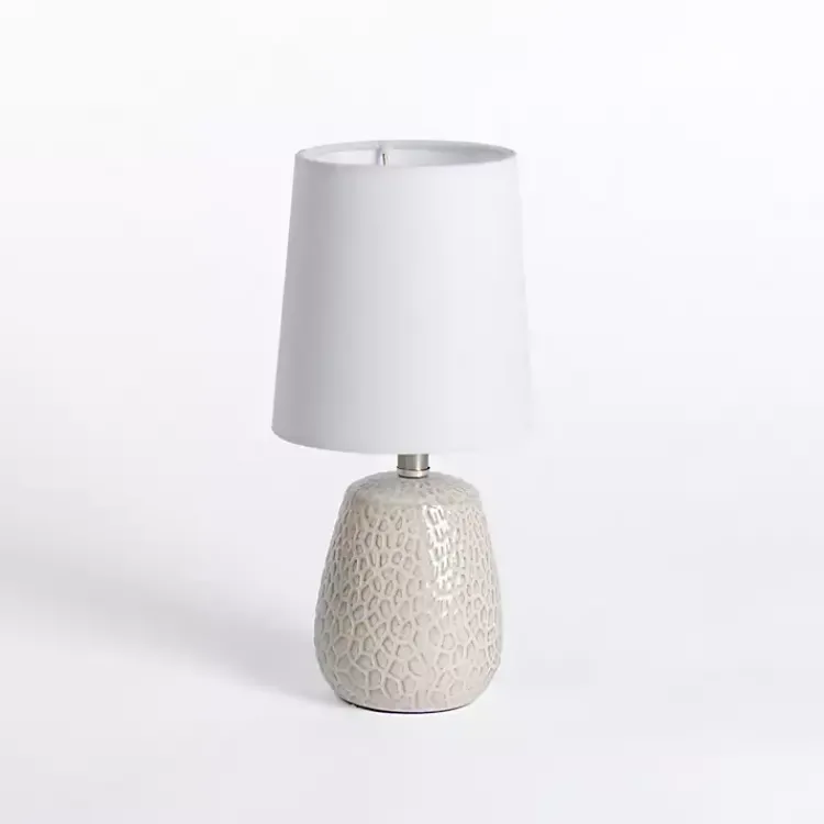 Kirklands Home Neutral Giraffe Pattern Mini Table Lamp White New