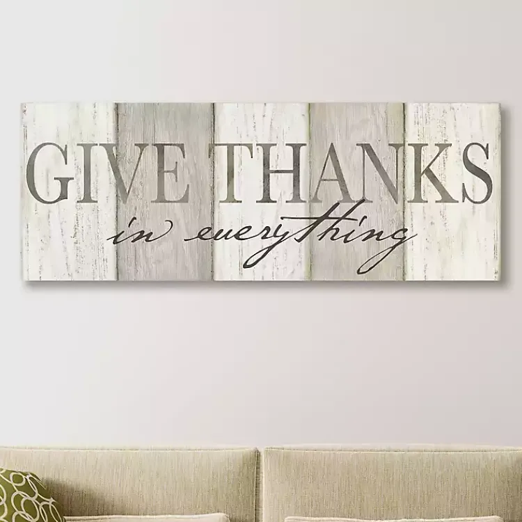 Fall>Kirklands Home Neutral Give Thanks Canvas Art Print Gray