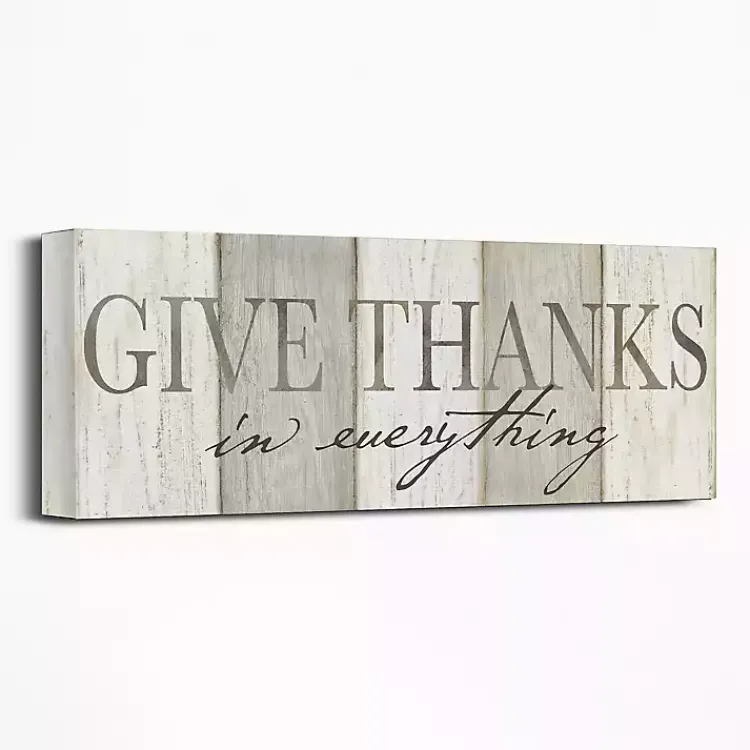 Fall>Kirklands Home Neutral Give Thanks Canvas Art Print Gray