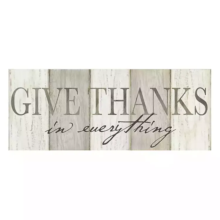 Fall>Kirklands Home Neutral Give Thanks Canvas Art Print Gray