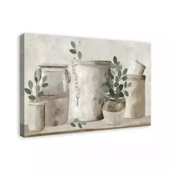 Kirklands Home Neutral Greenery Pottery Canvas Art Print Gray Discount