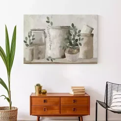 Kirklands Home Neutral Greenery Pottery Canvas Art Print Gray Discount
