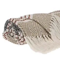 Blankets & Throws>Kirklands Home Neutral Herringbone Multi Striped Throw Tan