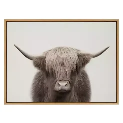 Kirklands Home Neutral Highland Cow Framed Canvas Print, 28x38 Brown Sale