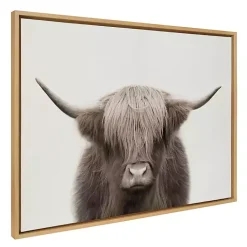 Kirklands Home Neutral Highland Cow Framed Canvas Print, 28x38 Brown Sale