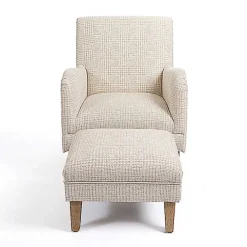Kirklands Home Neutral Houndstooth 2-pc. Chair and Ottoman Set Tan New