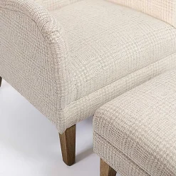 Kirklands Home Neutral Houndstooth 2-pc. Chair and Ottoman Set Tan New