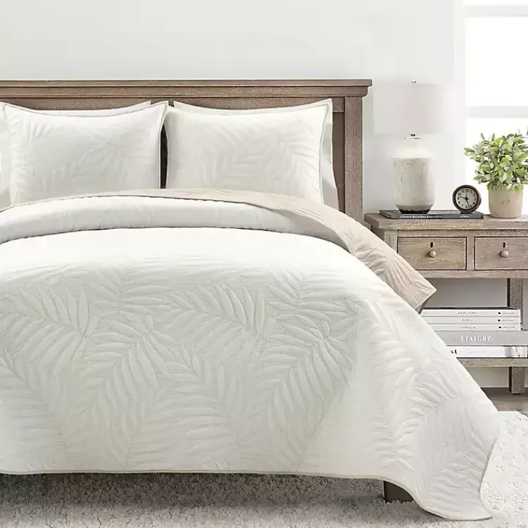 Kirklands Home Neutral Leaf Reversible 3-pc. Full/Queen Quilt Set Online