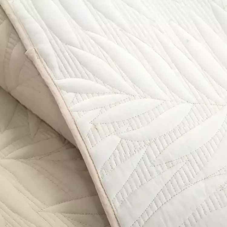 Kirklands Home Neutral Leaf Reversible 3-pc. Cali King Quilt Set New
