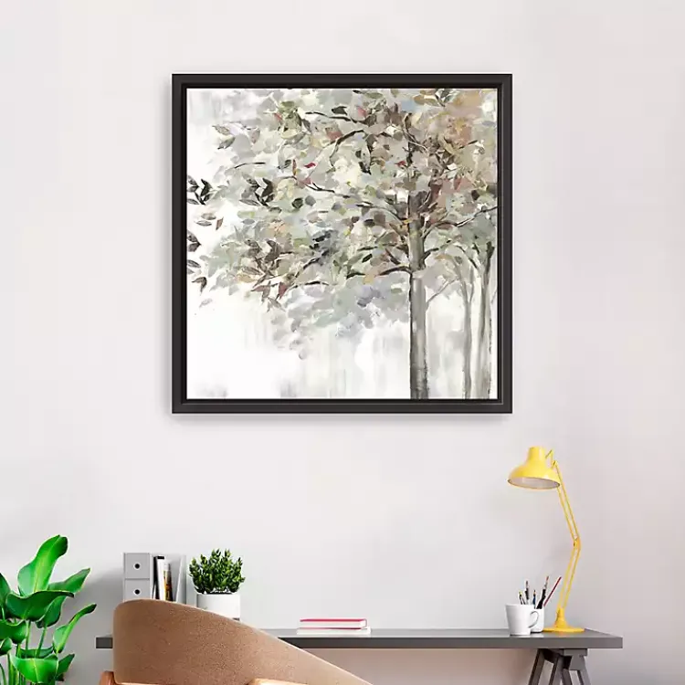 Kirklands Home Neutral Leaves Framed Canvas Art Print, 30x30 in. Gray Outlet