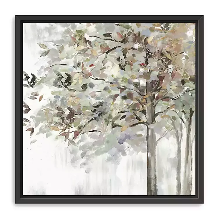 Kirklands Home Neutral Leaves Framed Canvas Art Print, 40x40 in. Gray New