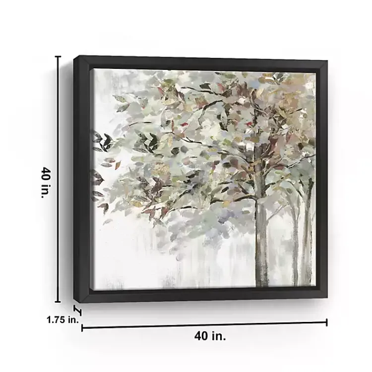 Kirklands Home Neutral Leaves Framed Canvas Art Print, 40x40 in. Gray New