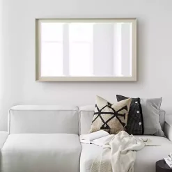 Kirklands Home Neutral Linen Beveled Wall Mirror Outlet