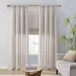 Kirklands Home Neutral Linen Blend Curtain Panel Set, 84 in Tan