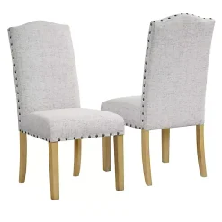 Kirklands Home Neutral Nailhead Parsons Dining Chairs, Set of 2 Multi Hot