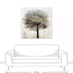 Kirklands Home Neutral Painted Tree Square Canvas Art Print Tan Clearance