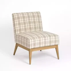 Kirklands Home Neutral Plaid Slipper Accent Chair Discount