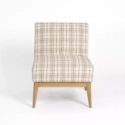 Kirklands Home Neutral Plaid Slipper Accent Chair Discount