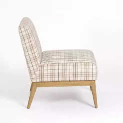 Kirklands Home Neutral Plaid Slipper Accent Chair Discount