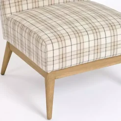 Kirklands Home Neutral Plaid Slipper Accent Chair Discount