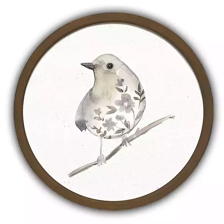 Kirklands Home Neutral Sage Bird II Round Framed Art Print Outlet