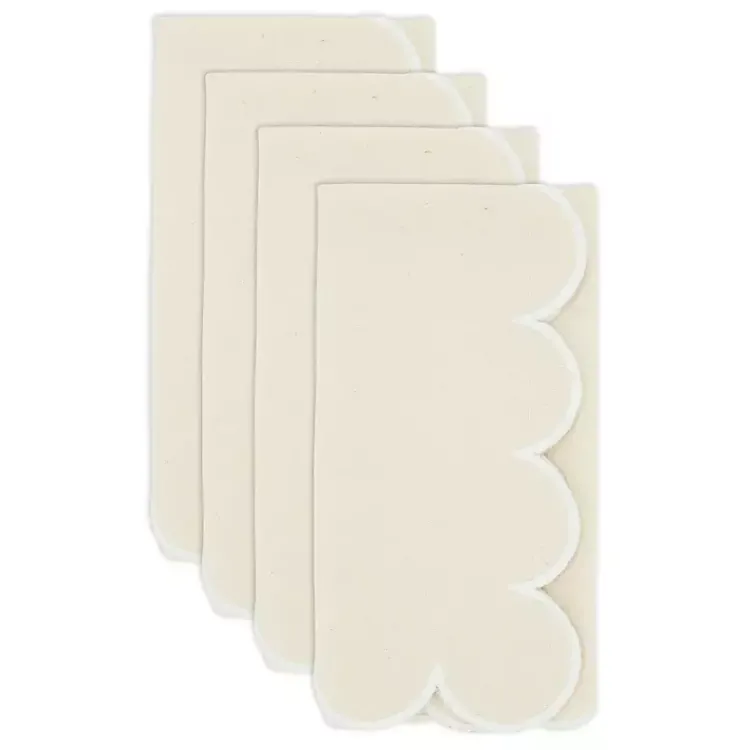 Kirklands Home Neutral Scalloped Edge Napkins, Set of 4 Tan Sale