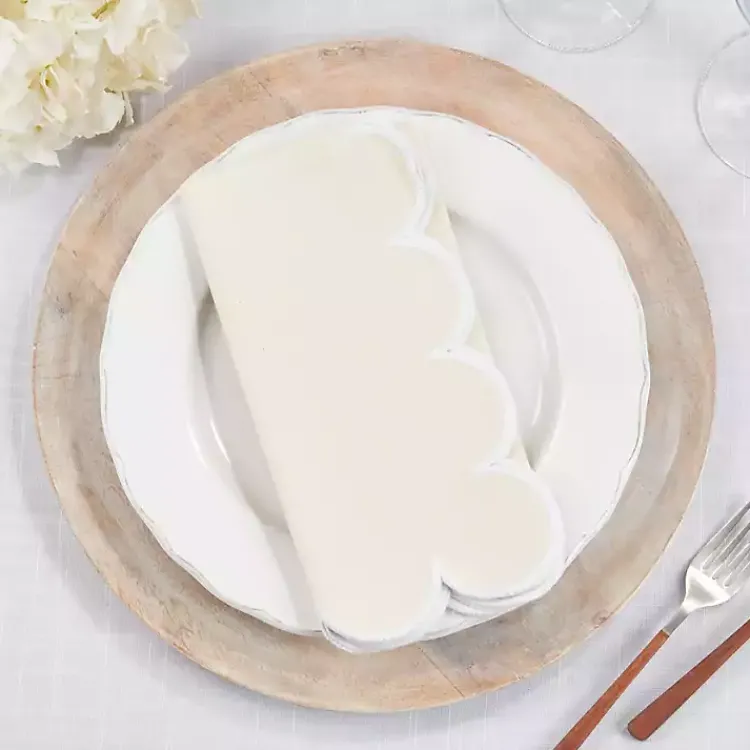 Kirklands Home Neutral Scalloped Edge Napkins, Set of 4 Tan Sale