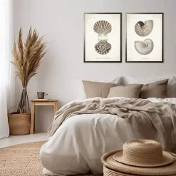 Kirklands Home Neutral Seashells Framed Art Prints, Set of 2