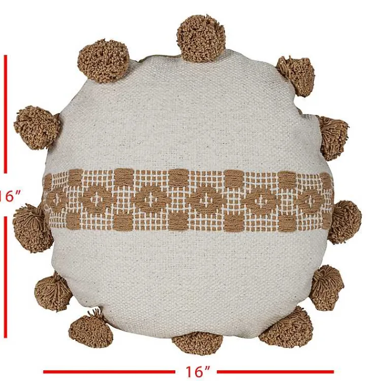 Pillows>Kirklands Home Neutral Soft Poms Round Throw Pillow