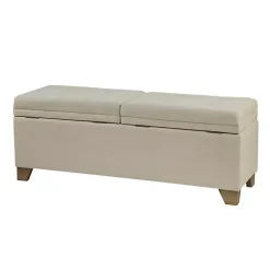 Kirklands Home Neutral Split Seat Jackson Storage Bench Ivory