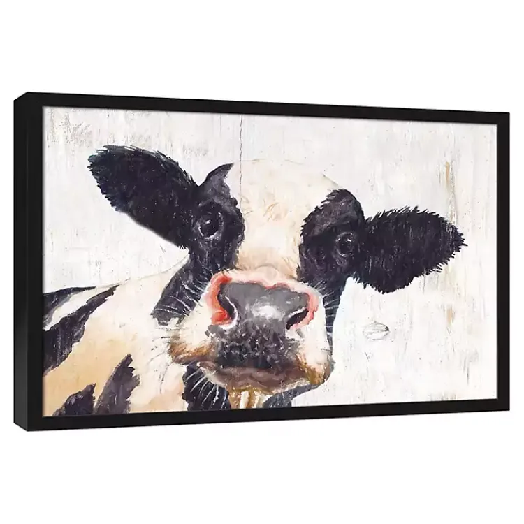 Kirklands Home Neutral Staring Cow Framed Canvas Art Print Outlet
