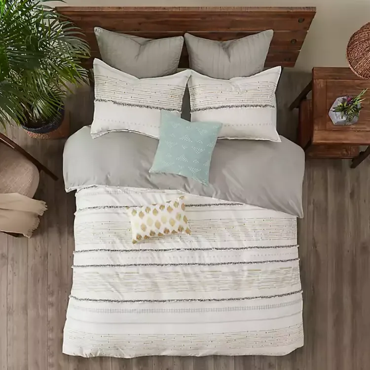 Kirklands Home Neutral Stripe Full/Queen 3-pc. Comforter Set New