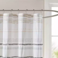 Kirklands Home Neutral Striped Boho Cotton Shower Curtain Discount