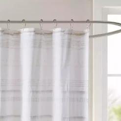 Kirklands Home Neutral Striped Boho Cotton Shower Curtain Discount