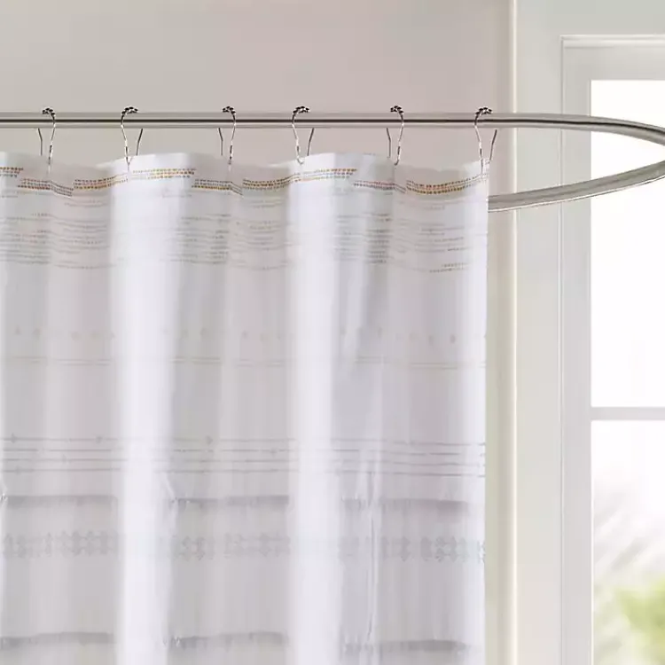 Kirklands Home Neutral Striped Boho Cotton Shower Curtain Discount