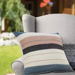 Kirklands Home Neutral Striped Outdoor Pillow Clearance