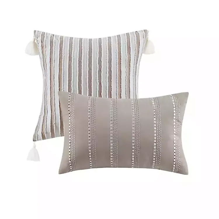 Kirklands Home Neutral Striped 5-pc. Full/Queen Comforter Set New