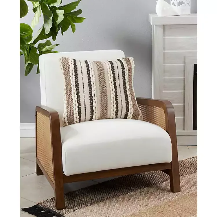 Pillows>Kirklands Home Neutral Striped Woven Square Throw Pillow Tan