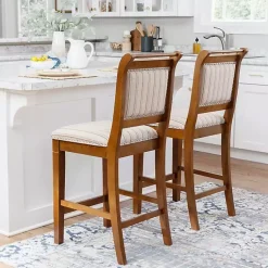 Kirklands Home Neutral Stripes Upholstered Emmy Counter Stool Tan Hot