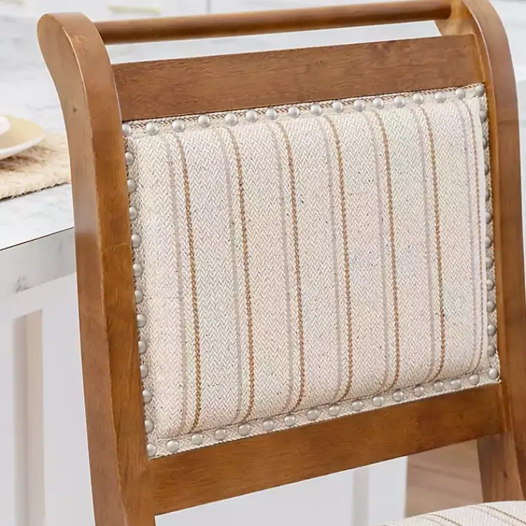 Kirklands Home Neutral Stripes Upholstered Emmy Counter Stool Tan Hot