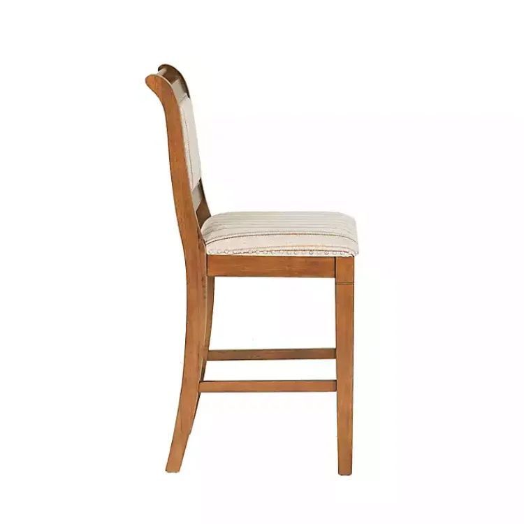 Kirklands Home Neutral Stripes Upholstered Emmy Counter Stool Tan Hot