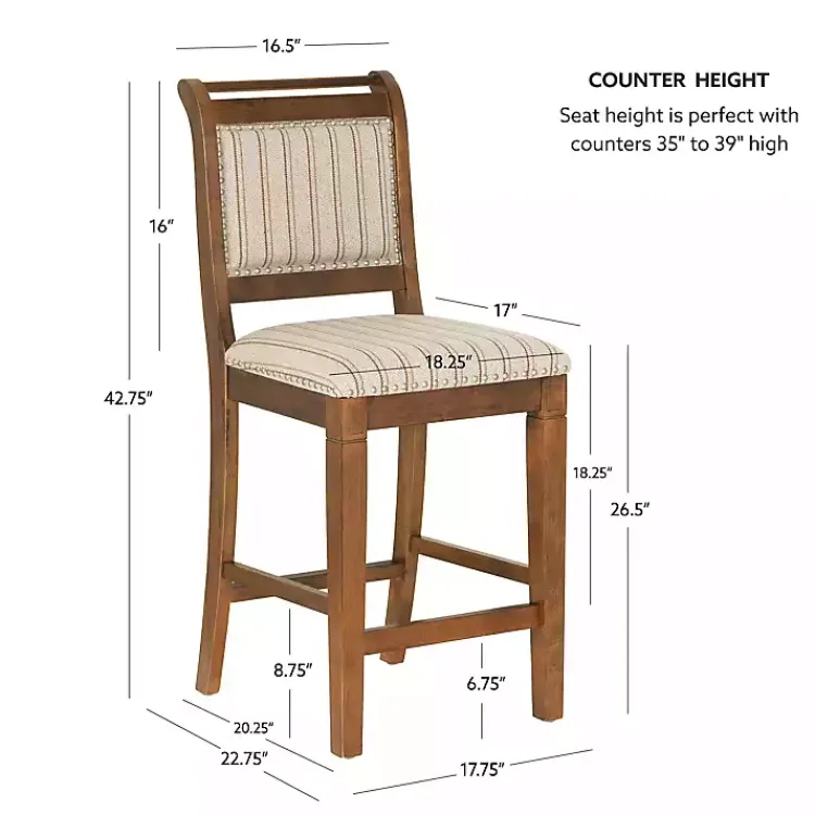 Kirklands Home Neutral Stripes Upholstered Emmy Counter Stool Tan Hot