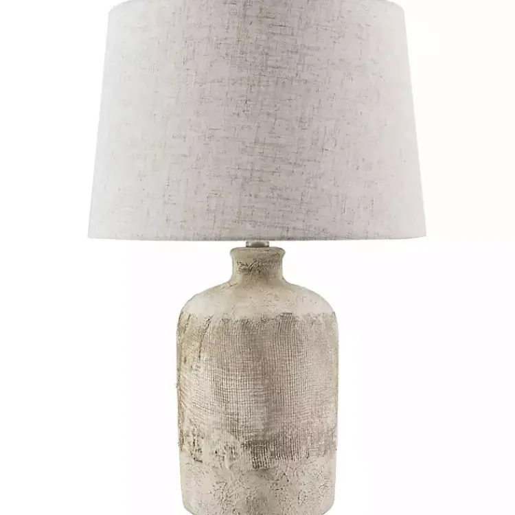 Kirklands Home Neutral Textured Ceramic Rivera Table Lamp Tan Clearance