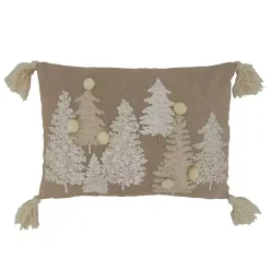 Christmas Pillows>Kirklands Home Neutral Tree Village Down Lumbar Pillow