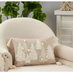 Christmas Pillows>Kirklands Home Neutral Tree Village Down Lumbar Pillow