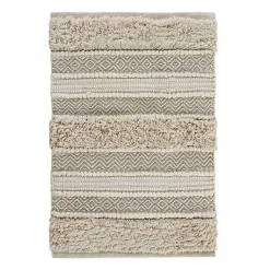Kirklands Home Neutral Tufted Stripes Woven Bath Mat Brown Online