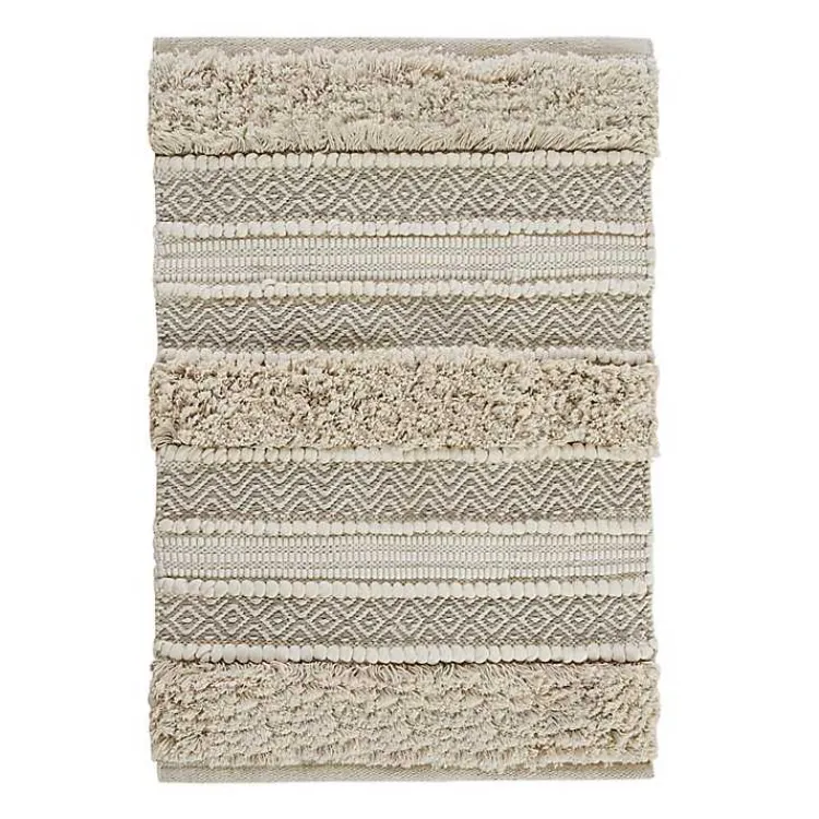 Kirklands Home Neutral Tufted Stripes Woven Bath Mat Brown Online