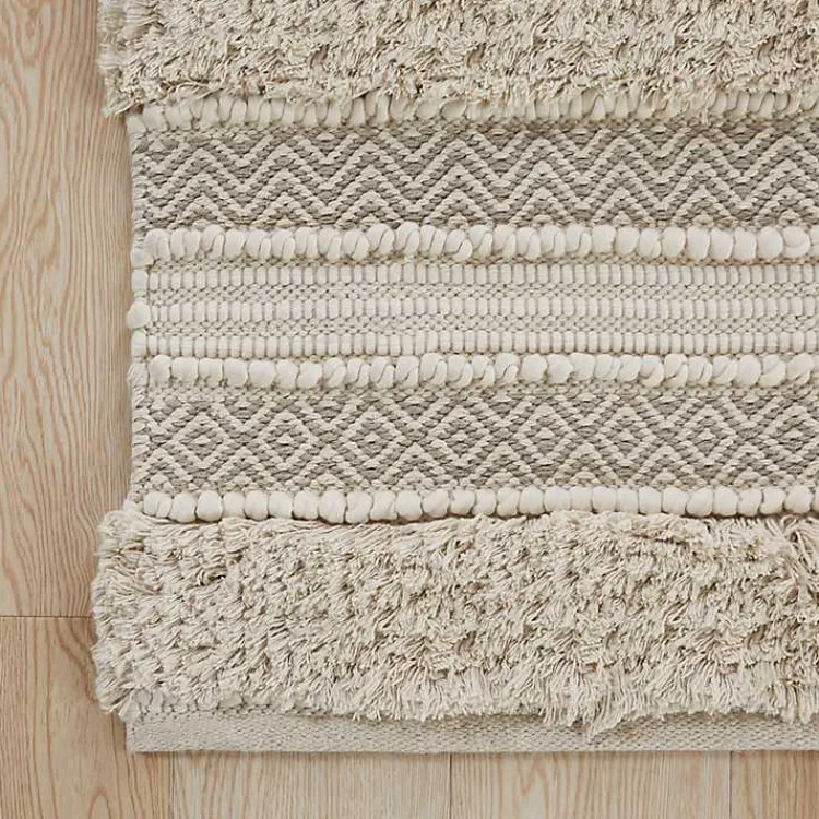Kirklands Home Neutral Tufted Stripes Woven Bath Mat Brown Online