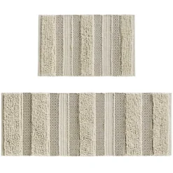 Kirklands Home Neutral Tufted Stripes Woven Bath Mat Brown Online